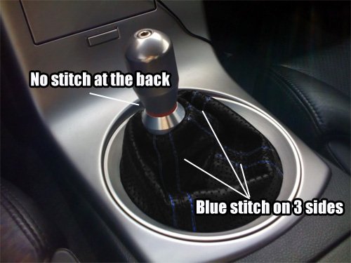 Modifystreet Black Perforated Style Pvc Leather Shift Boot Cover - Blue Stitch #TOP3