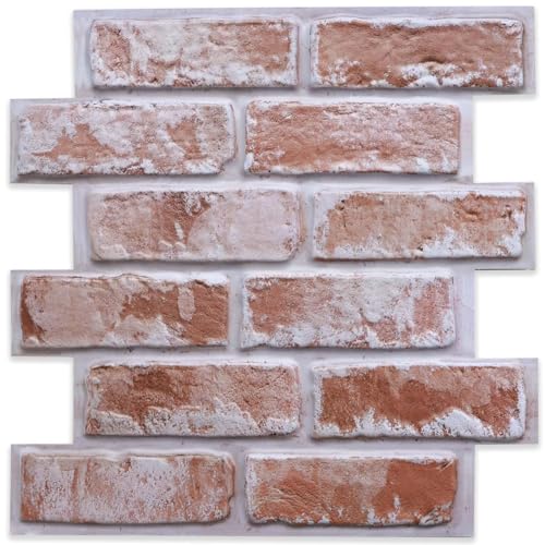 3D Peel and Stick Brick Wall Panels 10 Pack – 11.8'x11.8' Faux Brick Tiles Thin PVC, Paintable, Waterproof Small Brick Design for Kitchen Backsplash, Accent Walls, Fireplace, RV