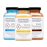 Spazazz Hot Tub Aromatherapy RX Muscle Detox Joint Bath Salt Crystals Bundle. Three Jars of 19oz Spazazz Hot Tub Crystals with Hot/Cold Towel and 5-Point Full Body Massager