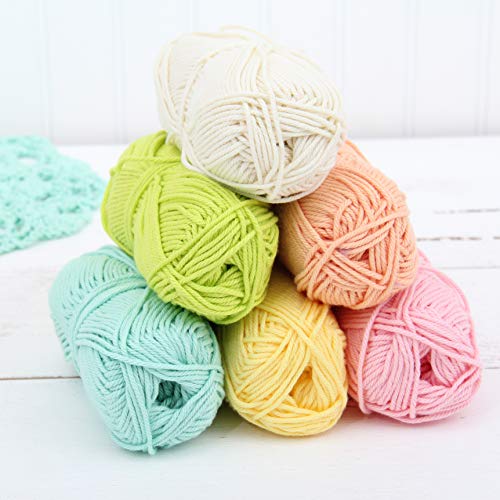 Image of ThreadArt Cotton Crochet Yarn Set #4, 6 Pack 50g 85yd, Frosting Colors