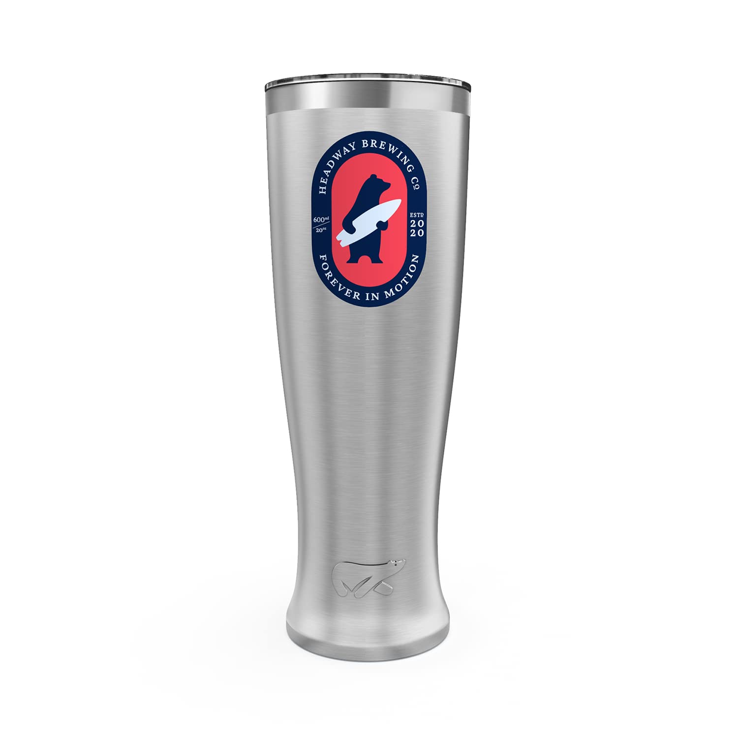 HEADWAY Brew Stainless Steel Insulated Beer Mug 600 ML - Frosty Chrome