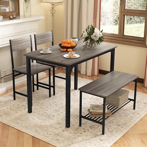 image for Tangkula Dining Table Set for 4, Kitchen Table and 2 Chairs for 4 with