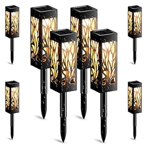Lampe Solaire Exterieur, 8 Pièces Décoration Jardin Lanterne Solaire avec Lumière Blanche Chaude IP65 Étanche Lampe Solaire Exterieur Jardin pour Paysage, Passerelle, Pelouse, Étapes, Terrasses