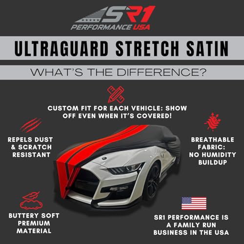 SR1 Performance USA C8 Corvette Car Cover 2020–2026 – Custom Fit Indoor Stretch Satin Cover for Stingray, Z06, Z51, E-Ray – Dustproof, Soft Lined, Breathable (Black with Gray Stripes) by SR1 Performance - Image 2