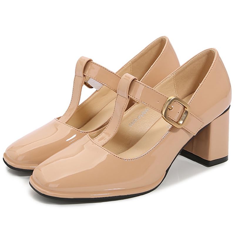 Unisex Men's Women's Vintage Mary Jane Shoes Chunky Heels Square Toe Adjustable Strap Pump PU Shoes