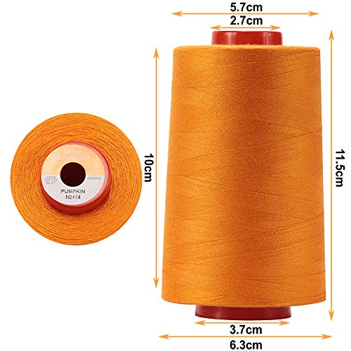 Image of New brothread - 28 Options - 4 Large Cones of 5500Y (5000M) Each All Purpose Spun Polyester Thread 40S /2 (Tex27) for Serger, Overlock, Quilting, Piecing and Sewing - Pumpkin
