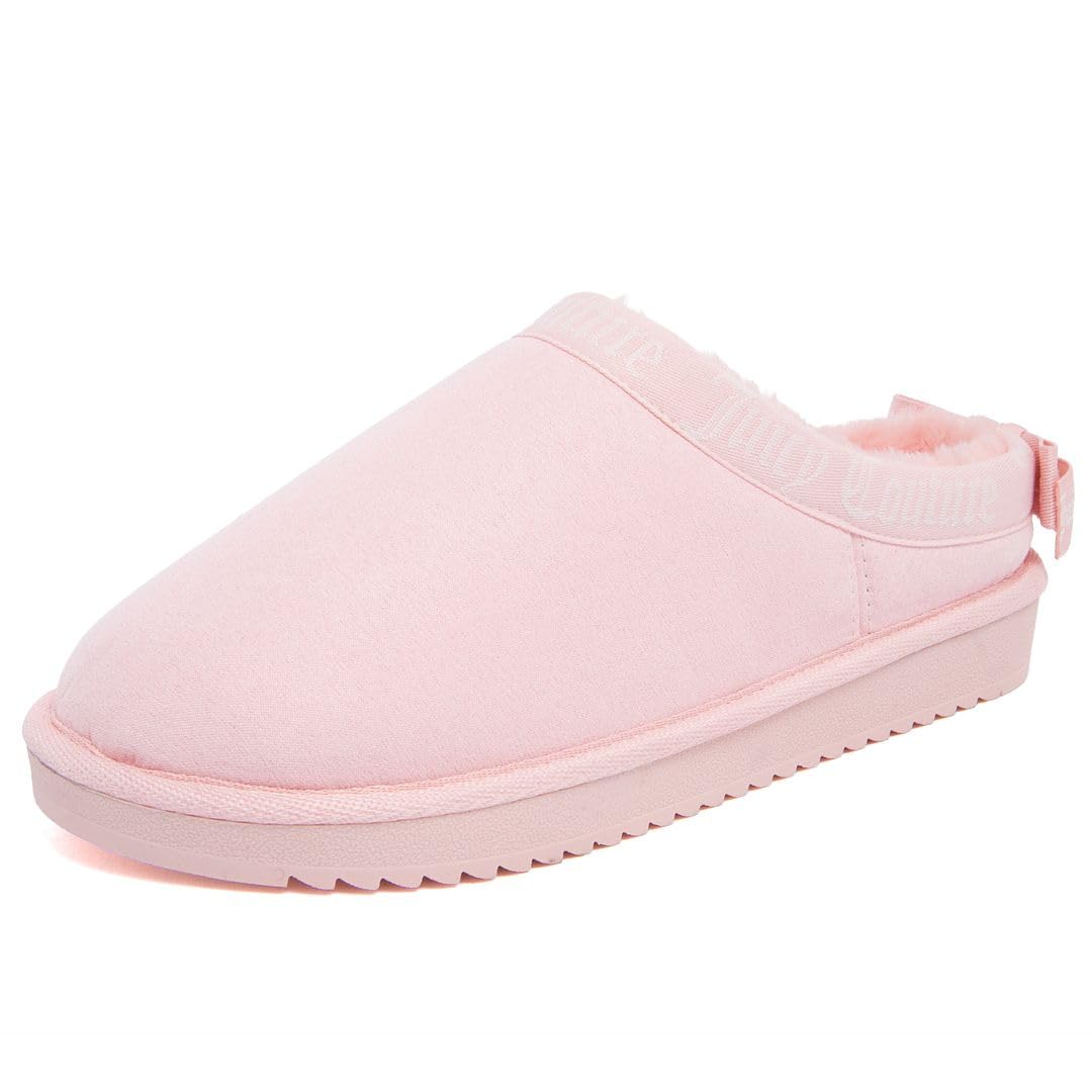 Juicy Couture Dulcet Damen-Clog-Hausschuhe, Plüsch-Kunstfell, gefüttert, mit Memory-Schaum-Kissen, gemütliches Obermaterial aus Mikro-Wildleder, für drinnen und draußen