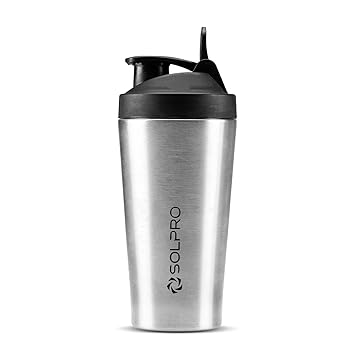 SOLPRO Hurricane Stainless Steel Shaker Bottle | 1000mL | Leak-Proof and Secure Lid | Non-Slip Grip | Ideal for Protein shakes, Smoothies, Pre Workout and more - image, photos