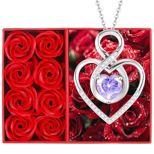 Save on Women's 925 Silver Infinity Heart Birthstone Necklace - Use Code XURFLV5M