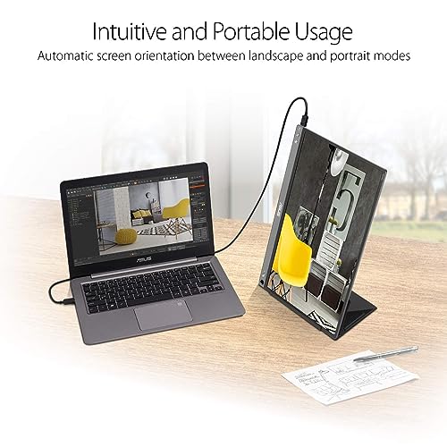 Image of ASUS ZenScreen 15.6 inch 1080P Portable USB Monitor (MB16ACE) - Full HD (1920 x 1080), IPS, USB Type-C, Eye Care, Anti-Glare Surface, Lite Smart Case, External Screen for Laptop, 3-Year Warranty