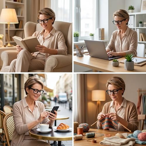 Image of Eyekepper 4 Pack Ladies Reading Glasses - Oversized Square Design Readers for Women Black +3.25