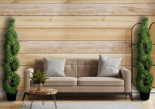 image for Admired By Nature 2 x 5' Artificial Boxwood Leave Double Spiral Topiar