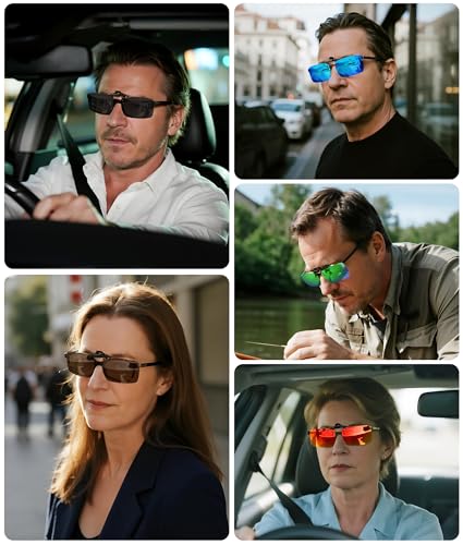 MEETSUN Polarized Clip On Sunglasses for Men Women Sports Fishing Driving Hiking Fit Over Prescription Glasses 5Pack-Black+Blue+Red+Green+Silver