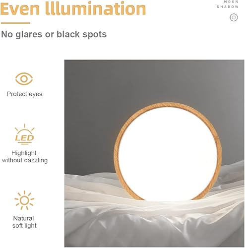 Miniatura 8 de Lámpara de techo LED de grano de madera de 12 pulgadas, montaje empotrado, alfombrilla de ABS, 6000 K blanco frío, 24 W, lámpara de techo redonda