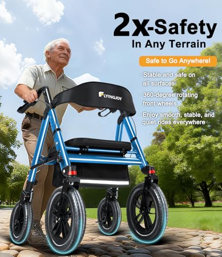 Image of Heavy-Duty Walkers for Seniors with seat,450Lb Bariatric Rollator Walker