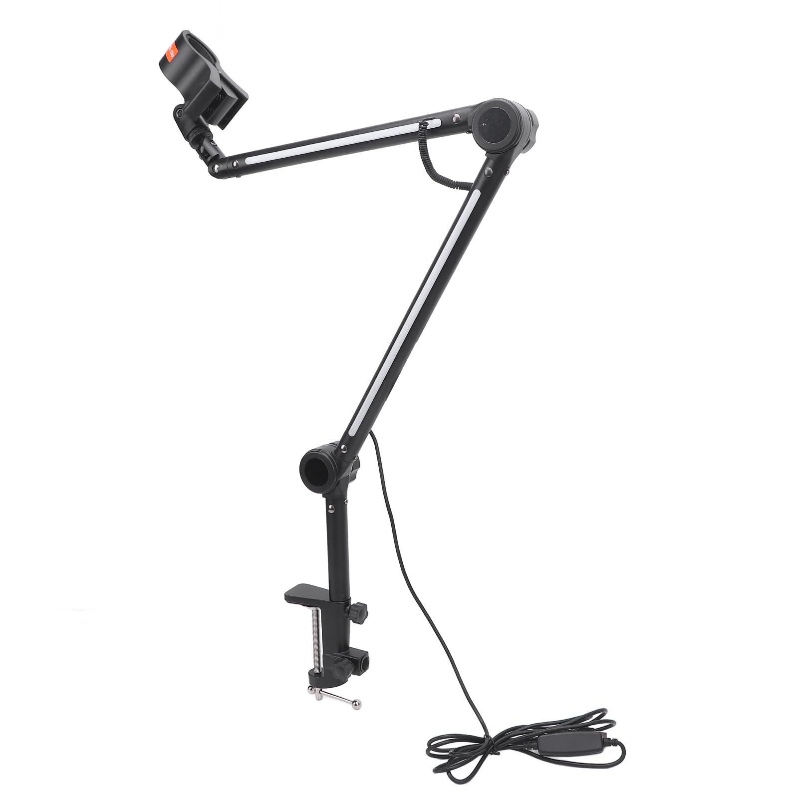 Supporto Girevole a Sospensione con Braccio a Forbice per Microfono RGB Supporto da Tavolo in Metallo con Luce Gaming Streaming Podcasting -38 Braccio in Metallo Resistente con Luce RGB