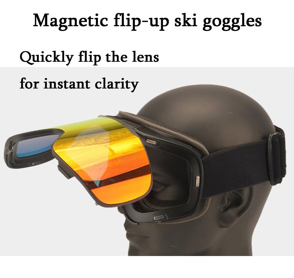 Masque De Ski Rabattable pour Hommes Et Femmes Verres Magnétiques Protection UV Antibuée pour Snowboard pour Adultes