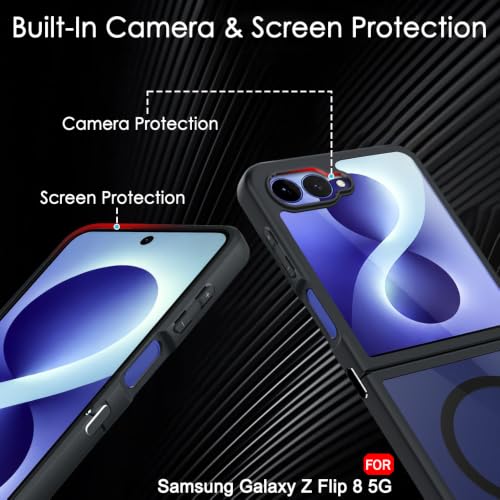 Image of TheGiftKart Hybrid Shockproof Back Cover Case for Samsung Galaxy Z Flip 8 5G Compatible with MagSafe | Hard Back Cover Case for Samsung Z Flip8 5G (PC & TPU, Translucent Smoke Matte Back, Black Sides)