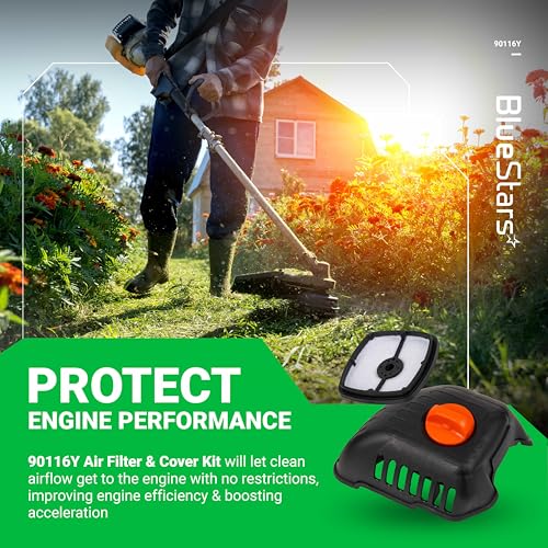 Image of BlueStars 90116Y Air Filter Cover Kit - Compatible with Echo | SRM-225 GT-225 PAS-225 PE-225 PPF-225 SHC-225 Trimmers Brushcutters - Replaces 13031054130 A232000480 V299000250 Thumbscrew