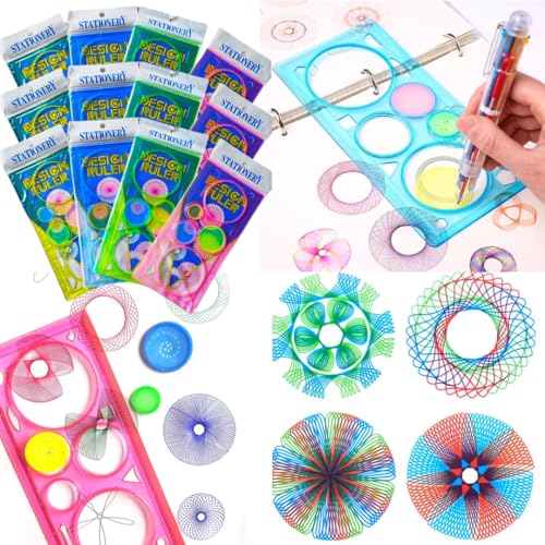 Image of Scale For Kids Birthday Return Gift (Set Of 12), Kids Return Gift, Design Ruler For Boys And Girls, Spirograph, Art Craft, Stationery (Pack Of 12), Multicolor