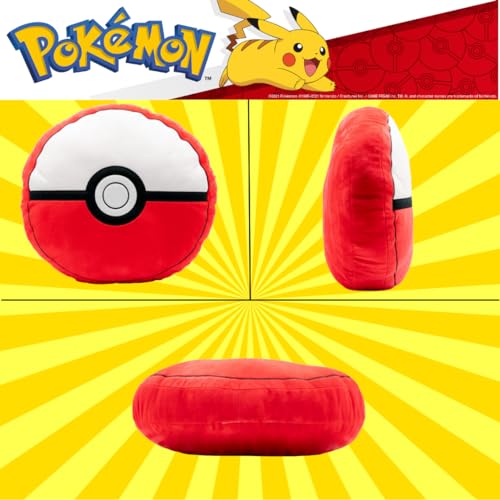 Image of Pokemon Pokeball Decorative Plush Pillow - Anime Bedding Accent for Kids - Super Soft, One Size - (Officially Licensed Product) by Franco