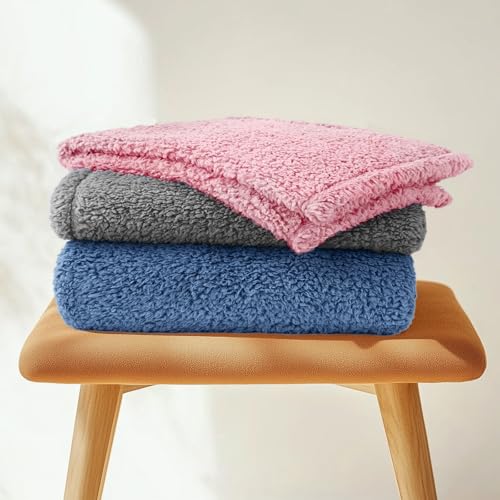 Image of Fluffy Premium Fleece Pet Blanket Soft Sherpa Throw for Dog Puppy Cat, Grey Large(41x31)