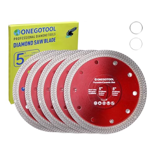ONEGOTOOL 5Pcs 5 inch Diamond Tile Saw Blades Grinder Cutting