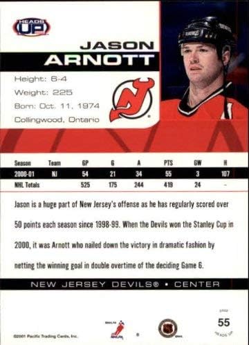 Miniatura 2 de 2001-02 Pacific Heads Up #55 Jason Arnott NHL Hockey Trading Card