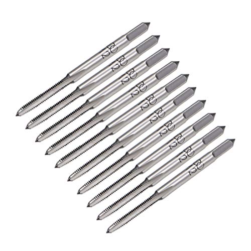 Uxcell A19070800UX0126 5 Pairs Metric Hand Threading Tap Set M2 Thread 0.4Mm Pitch Taper & Plug Milling Taps Straight Flutes High Speed Steel cover