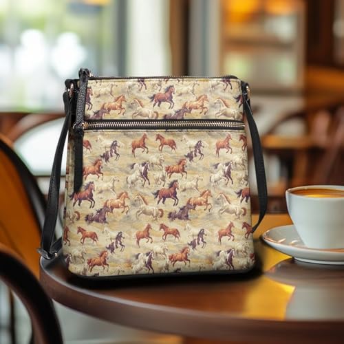 Image of Leather Purses for Women, Leather Hobo Bags for Women Travel Sling Purse Triple Zippered Pockets Shoulder Bag