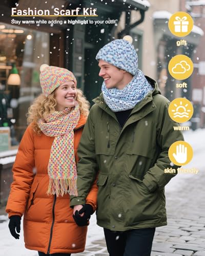 Image of Katech Crochet Kit for Beginners w /Step-by-Step Instruction for Hat, Scarf