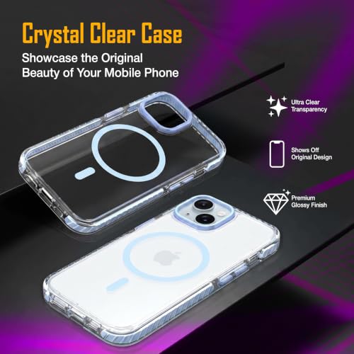 Image of Zapcase Crystal Clear Back case for iPhone 15 | PC Back | TPU Bumper with Inner Rubber Grip | Metal Camera Guard Bezel | Metal Buttons | Scratch Resistant Cover | 2 Layer Edge Protection | Light Blue