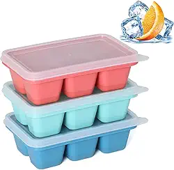 Formas de Gelo Mini com Tampa 3 Unidades – Silicone de Fácil Liberação, Empilháveis, Antivazamento, Para Congelador Pequeno, Mini Geladeira, Dormitório e Viagem – 18 Cubos