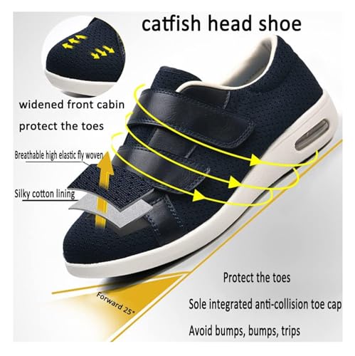 Mens Wide Fit Diabetic Sandals, Orthopedic Adjustable Swollen Feet Non-Slip Diabetic Shoes for Men, Casual Fattening and Widening Plantar Fasciitis Sneakers, for Foot and Heel Pain Relief3