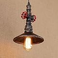 EYBOPB Industrial Steampunk Pendant Light, Water Pipe Ceiling Hanging Lamp Lighting Fixture for Kitchen Island, Bedroom, Dining Hall,Cafe, Bar, with Adjustable 39.4" Wire, Bronze
