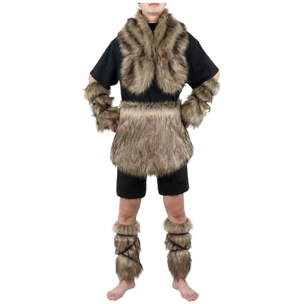 Costume d'halloween Viking Homme ajustable 3 pièces avec épaulières