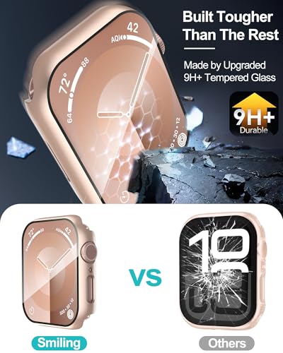 Smiling 2 Pack Case for Apple Watch SE 3 (2025)/SE 2/Series 6/5/4 40mm - Rose Gold & Transparent, Hard PC - 4