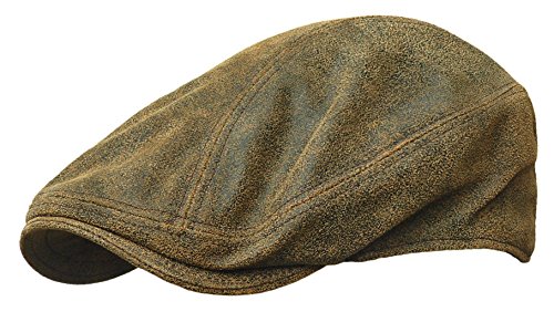 distressed leather newsboy cap