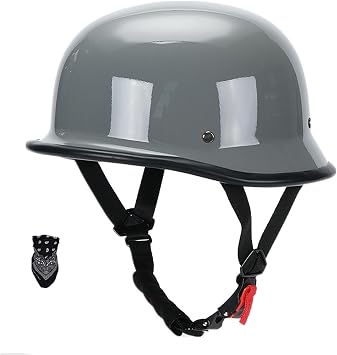 Vintage Motorcycle German Style Half Helmet Fashion Skull Cap Half Shell Scooter Helmets, DOT Approved Retro Open Face Classic Cruiser Adults Helmet for Men and Women