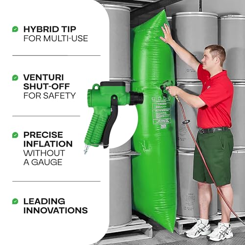 Image of IDL Packaging Dunnage Air Bag Inflator Gun - Connects to Air Line With Hybrid Tip (No Gauge) for Cargo Protection