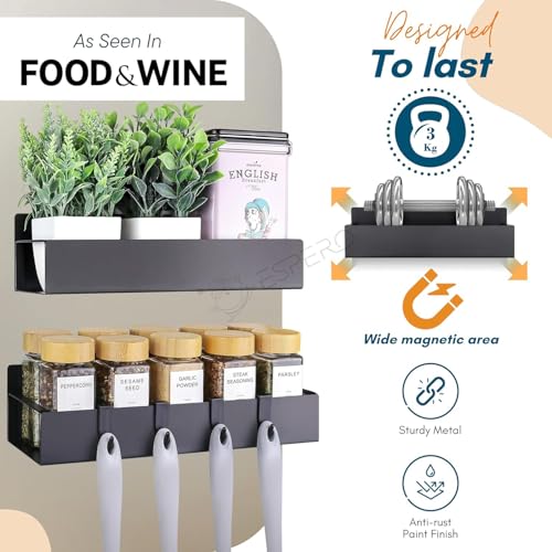Image of ESPERO Fridge Side Storage Rack, Magnetic Metal Shelf For Fridge, Kitchen Spice Rack Organizer for Refrigerator, Oven, Space-Saving Organizers, Multi-Use for Spices, Utensils Store (Pack Of 1)