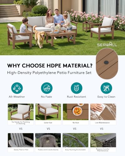 Image of SERWALL HDPE Outdoor Patio Furniture Set Outdoor Couch
