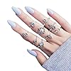 9 Pcs Retro Vintage Knuckle Joint Rings Set voor Vrouwen Strass Persoonlijkheid Meisjes Vinger Stapelbare Ringen,Silver
