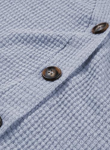 Image of Dokotoo Womens Summer Tops 2026 Waffle Knit Button Down Shirts Casual V Neck Short Sleeve Shacket Jacket Dressy Blouses