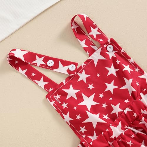 Image of Toddler Baby Girl Summer Clothes Kids Short Sleeve Solid T-Shirt Ruffle Daisy Skirts Overalls Dress Outfit 18M-6T
