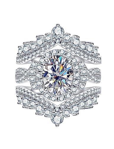 CannyCat Oval Cut Moissanite Wedding Ring Sets for Women Infinity 3.88 CTTW Moissanite Cathedral Rings with Curved Enhancers Bridal Set Anniversary Engagement Ring Set (size-6)