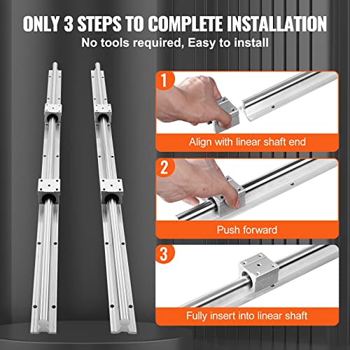 Vevor LINEAR RAIL 2 Set Sbr20-1000Mm 2 Linear Rail Guide And 4Sbr20Uu Bearing Block Linear Slide Guide: Industrial & Scientific thumb #5