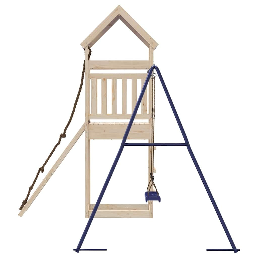 Spielturm Massivholz Kiefer mit Schaukel, Klettergerüst, Sandkasten und Rutsche für Garten, Outdoor Kinderspielplatz mit Kletterwand, Strickleiter und stabilem Rahmen für Bewegung und