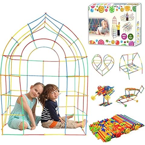 SIENIANLINE Straw Constructor STEM Building Toys 480 pcs Interlocking Plastic Educational Toys Engineering Building Blocks -Fun- Educational- Safe for Kids- Develops Motor Skills-Construction Blocks Cover