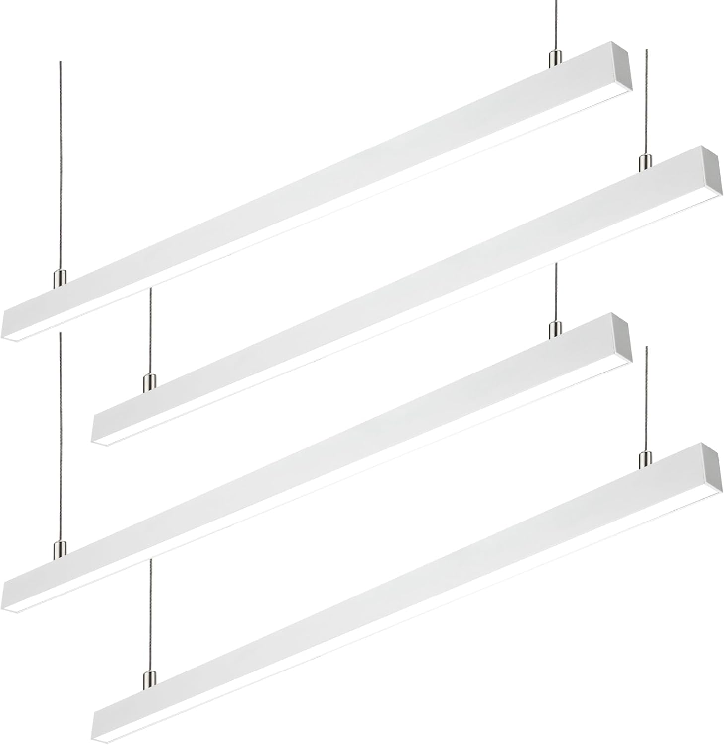 LED Linear Light 8FT, 60W/80W/100W Selectable Hanging Office Shop Light, Up to 11500LM，3000K-6500K Adjustable Architectural Linear Lighting Fixture, Dimmable Suspended Lighting - 4PK